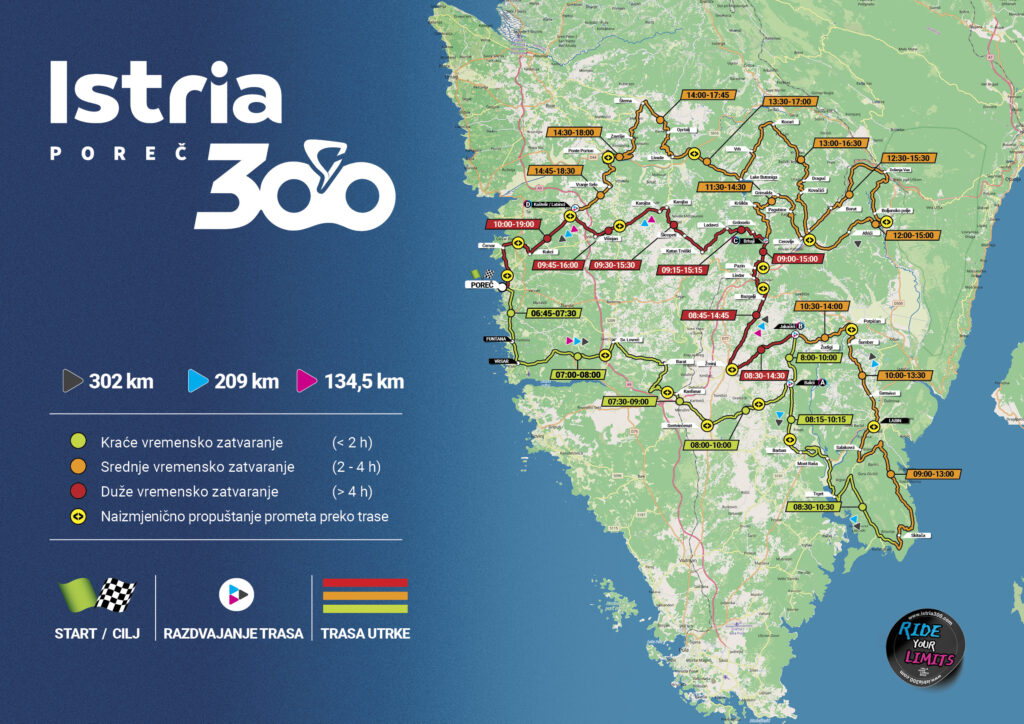 PRIVREMENA REGULACIJA PROMETA POVODOM ODRŽAVANJA BICIKLISTIČKOG MARATONA ISTRIA300 NA DAN 3.10.2026. / REGOLAZIONE PROVVISORIA DEL TRAFFICO IN OCCASIONE DELLA MARATONA CICLISTICA ISTRIA300 DEL 3/10/2026